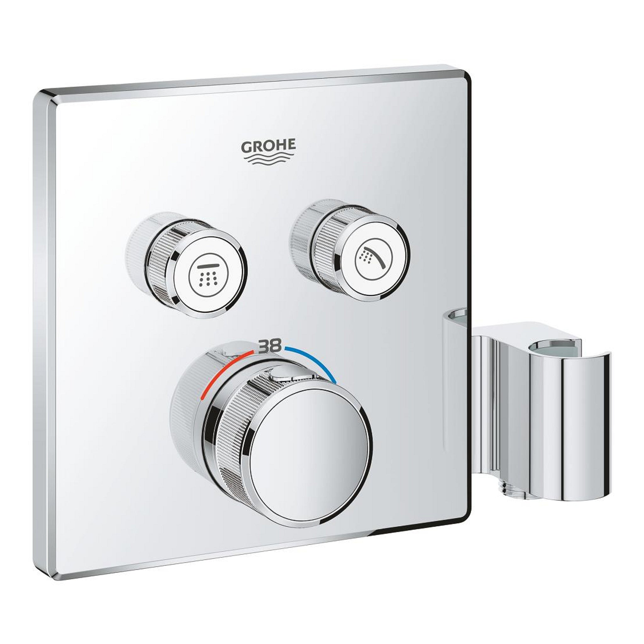 Grohe Grohtherm Çift Valfli Akış Kontrollü, Ankastre Termostatik Banyo Bataryası (Sıva Üstü Grubu), El Duşu Askılı - Ürün Görseli