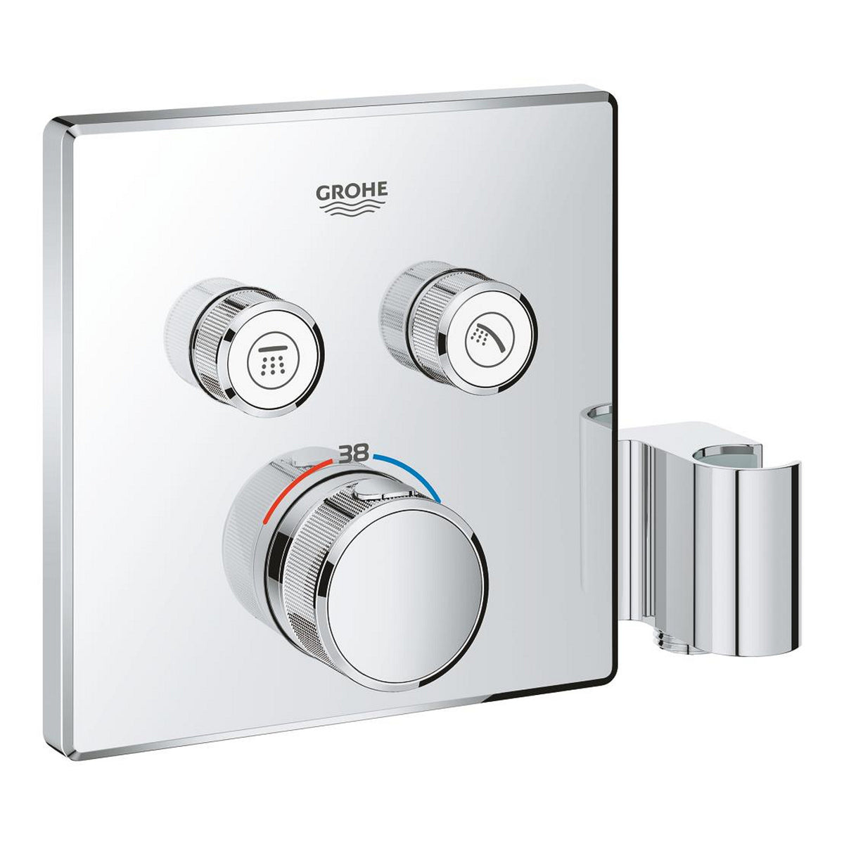 Grohe Grohtherm Çift Valfli Akış Kontrollü, Ankastre Termostatik Banyo Bataryası (Sıva Üstü Grubu), El Duşu Askılı - Ürün Görseli