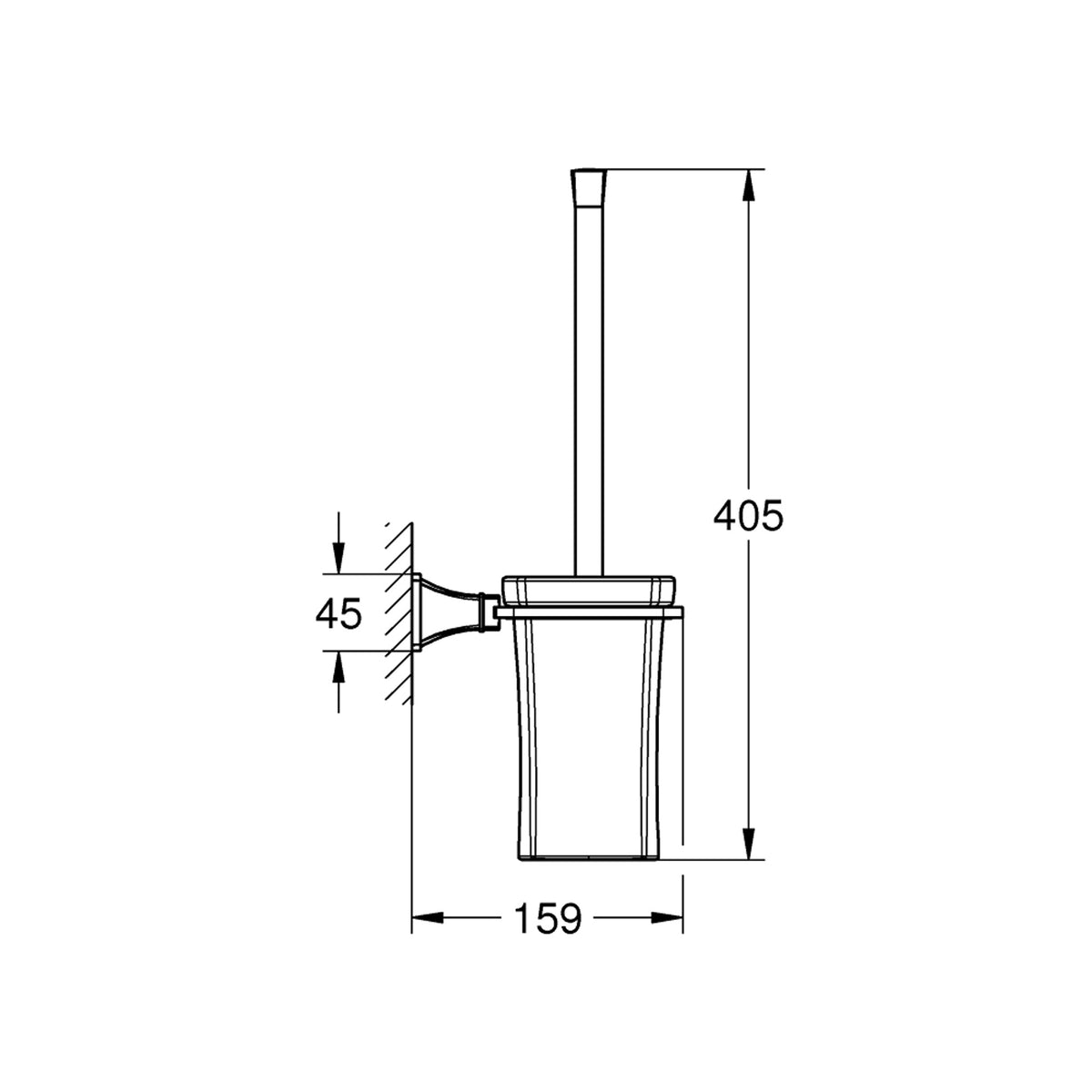 Grohe Grandera Tuvalet Fırçası Seti, Krom-Altın - Teknik Çizim