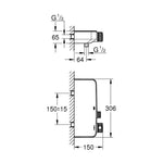 Grohe Grohtherm SmartControl Termostatik Duş Bataryası - Teknik Çizim