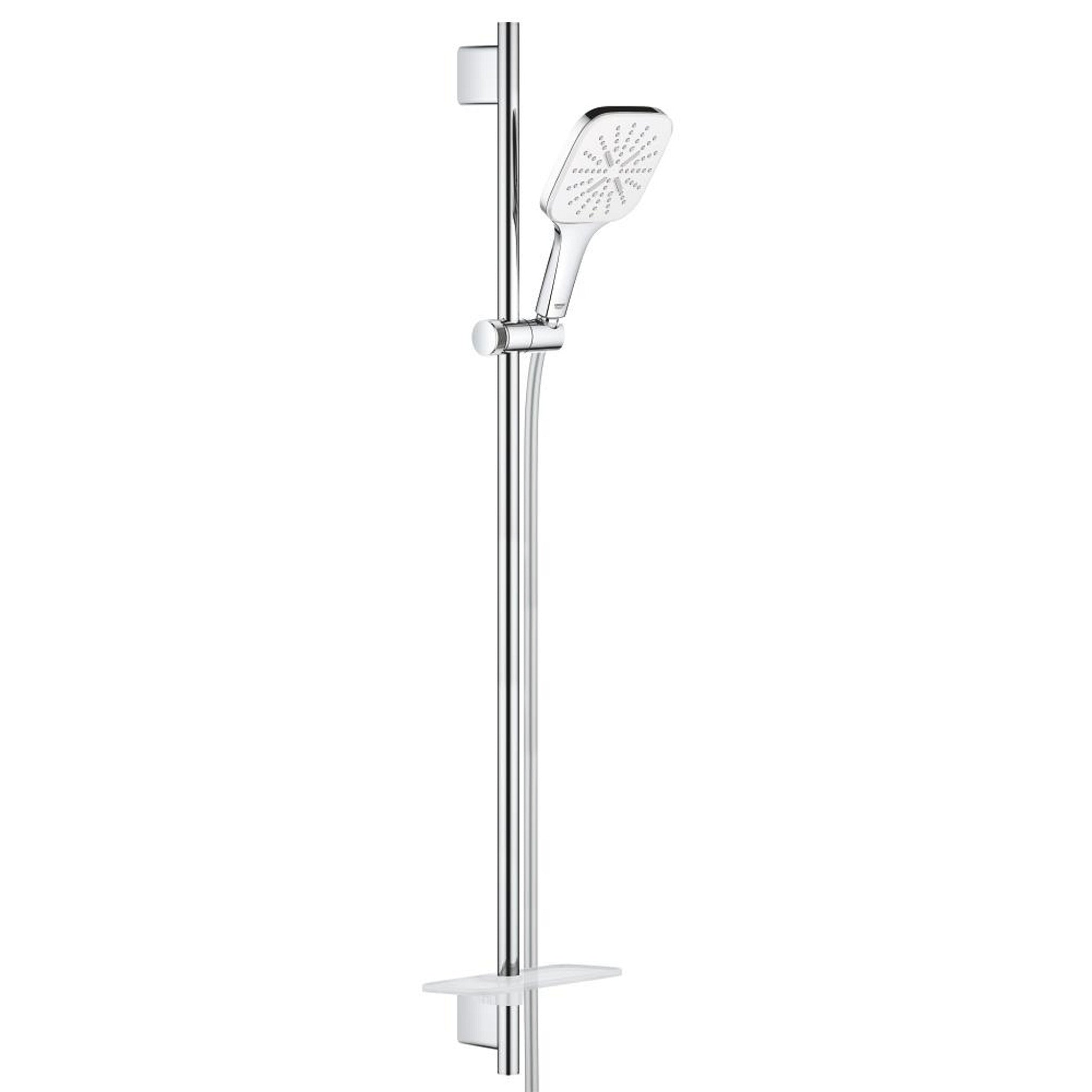 Grohe RainShower SmartActive 130 Cube Sürgülü Duş Seti, 3 Fonksiyonlu, Krom-Beyaz - Ürün Görseli