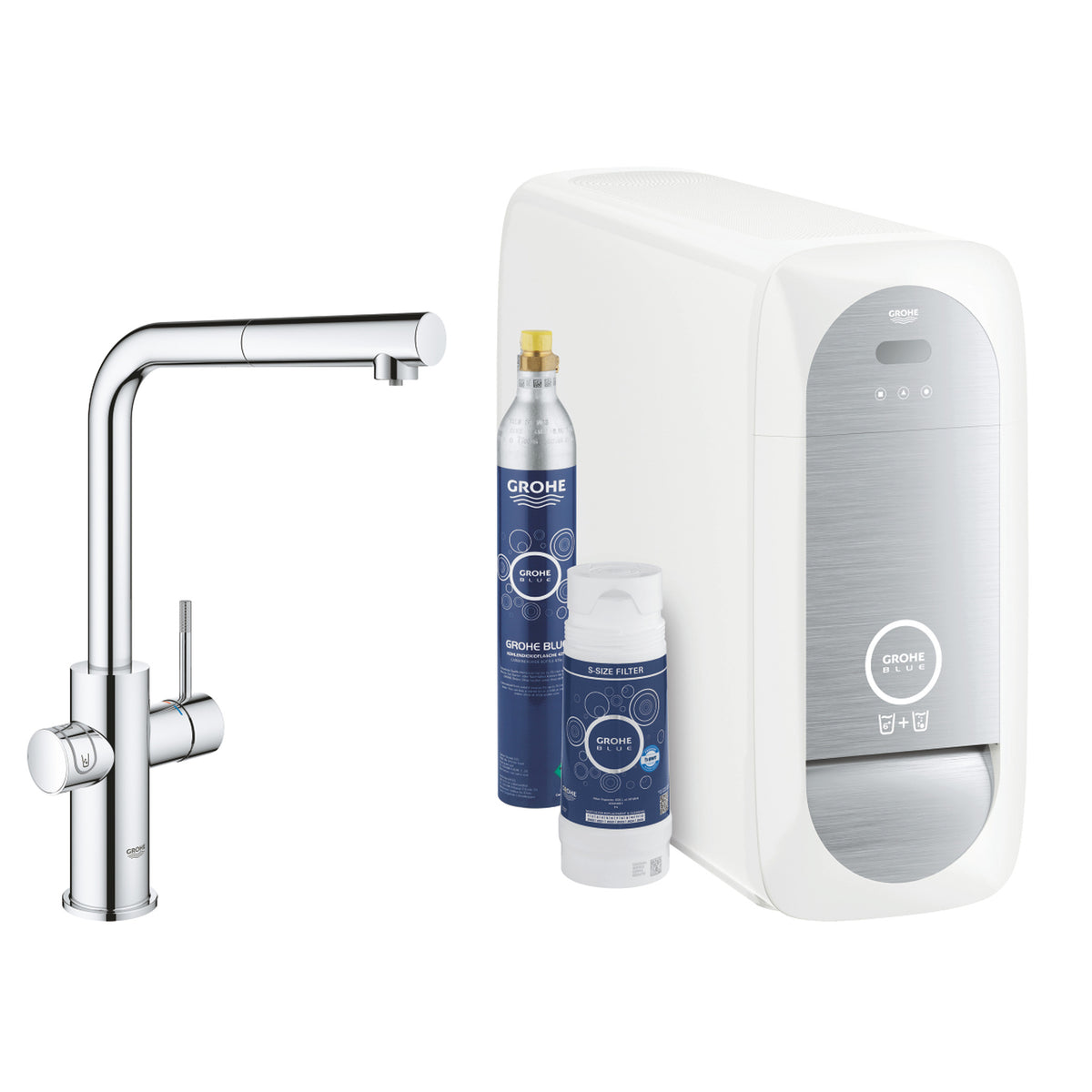 Grohe Blue Home Arıtmalı İçme Suyu ve Soda Yapan Spiralli Eviye Bataryası - Ürün Görseli