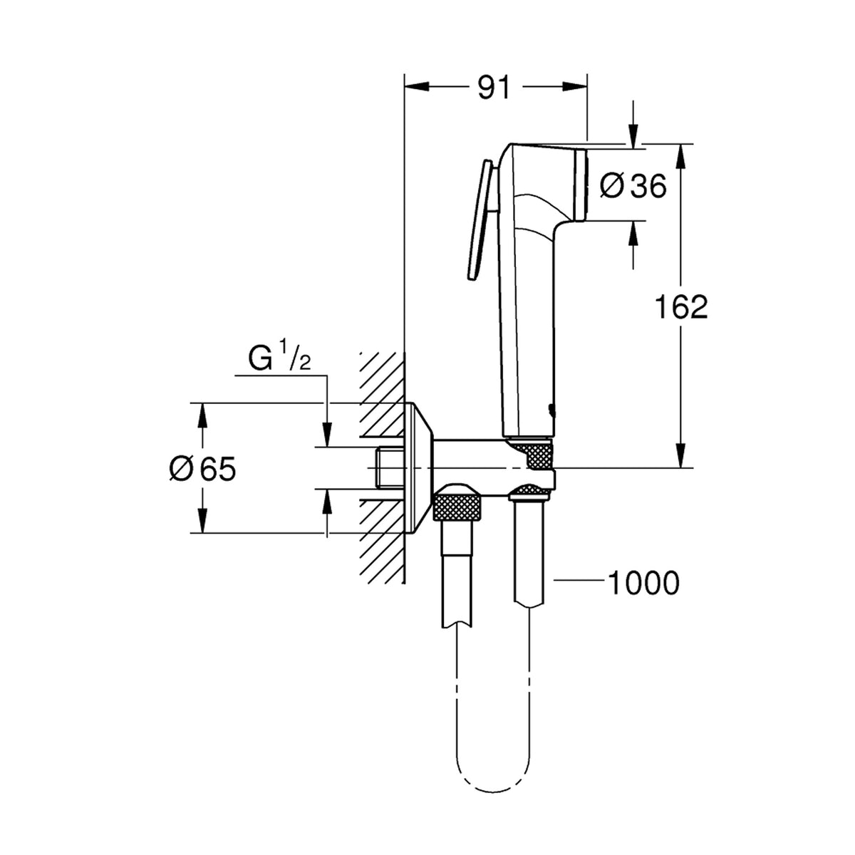 Grohe Tempesta F Tetik Spray 30 Taharet Duşu Seti - Teknik Çizim