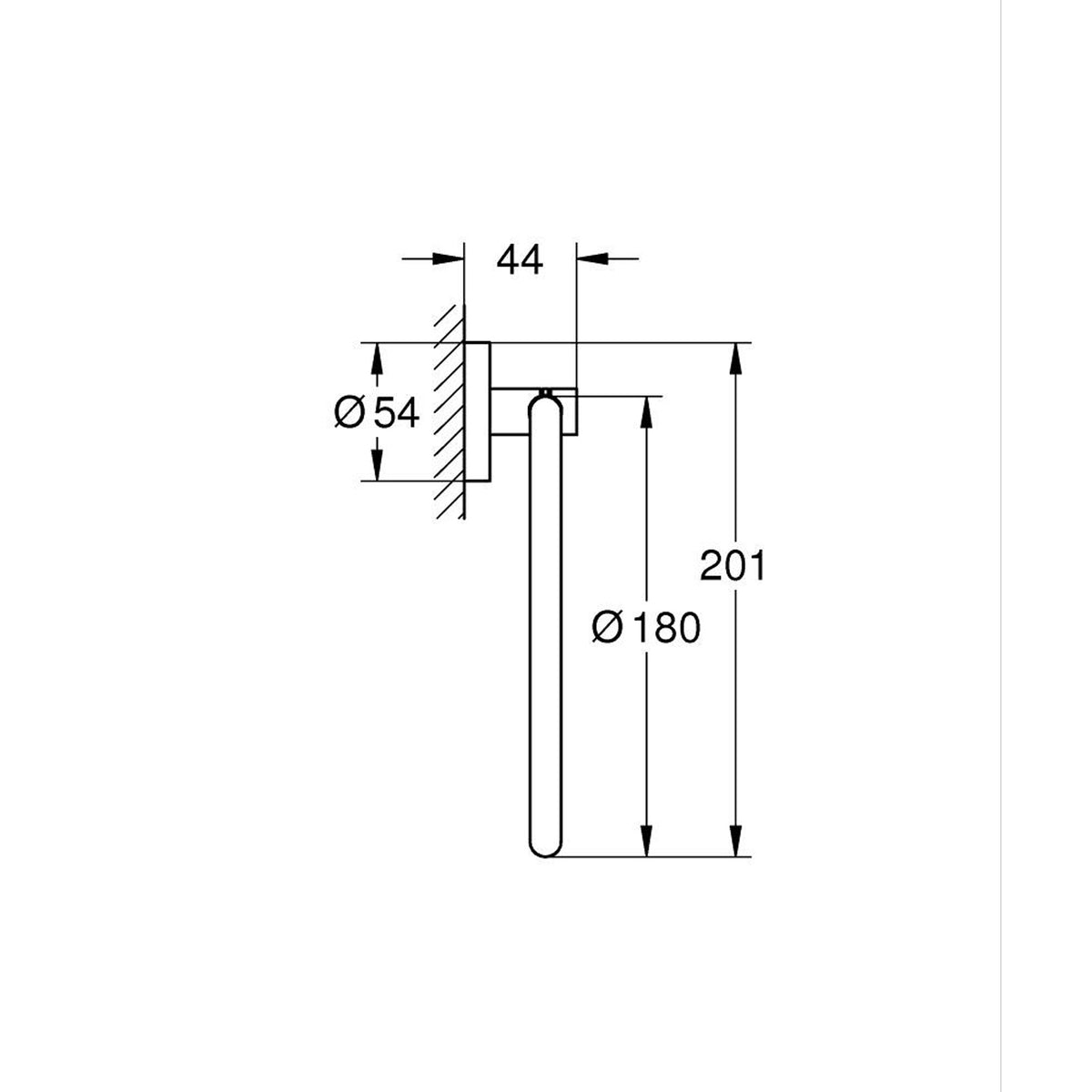 Grohe Essentials Halka Havluluk, Mat Siyah - Teknik Çizim