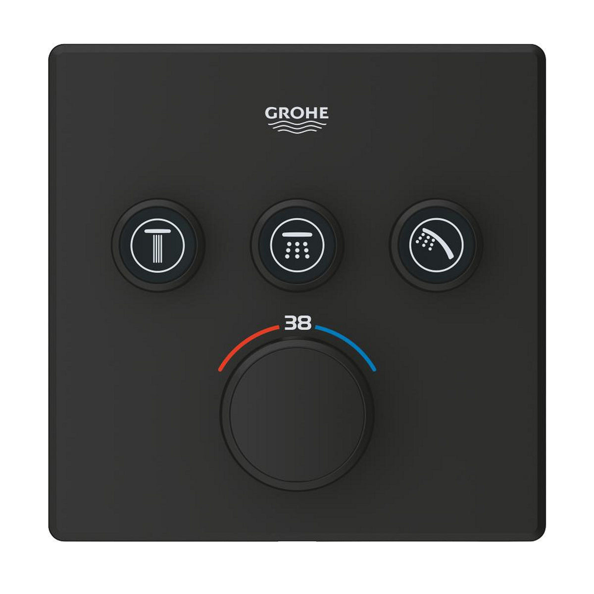 Grohe Grohtherm SmartControl Akış Kontrollü Ankastre Termostatik Banyo Bataryası (3 Yollu, Sıva Üstü Grubu), Hayalet Siyah - Ürün Görseli
