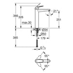 Grohe Eurodisc Yüksek Lavabo Bataryası - Teknik Çizim