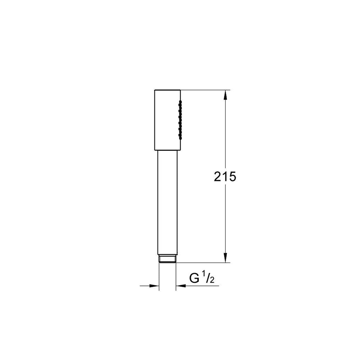 Grohe Rainshower Aqua Stick El Duşu, 1 Akışlı, Paslanmaz Çelik - Teknik Çizim