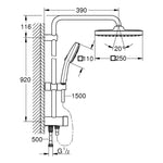 Grohe Tempesta System 250 Cube Kare Duş Başlıklı Duvara Monte Duş Sistemi - Teknik Çizim