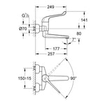 Grohe Euroeco Special / SSC Bedensel Engelli Duvardan Lavabo Bataryası - Teknik Çizim