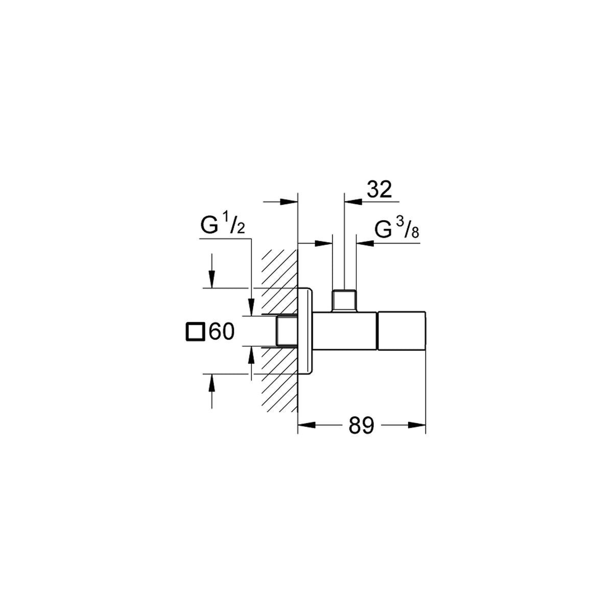 Grohe Eurocube Ara Musluk - Teknik Çizim