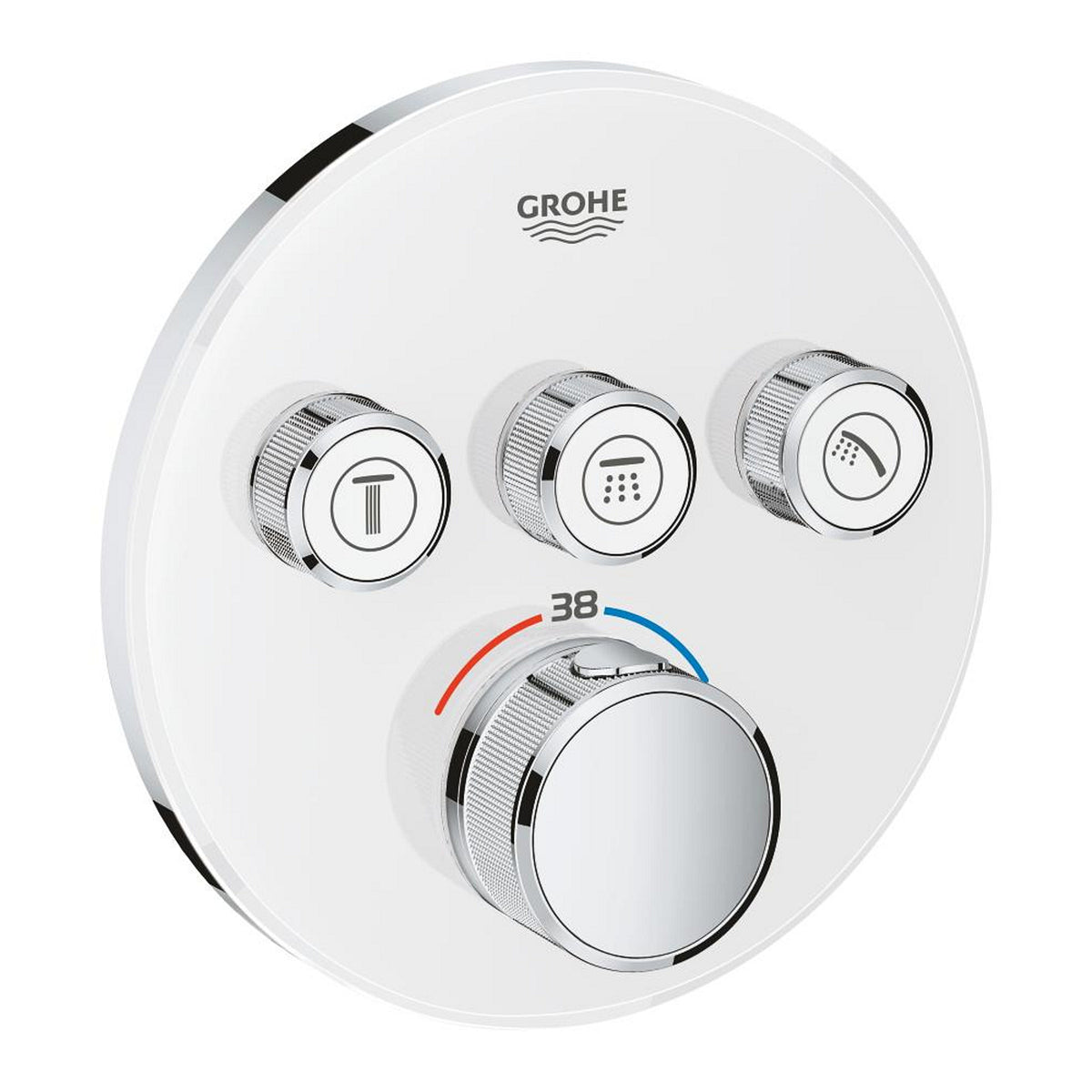 Grohe Grohtherm Akış Kontrollü, Ankastre Termostatik Banyo Bataryası, Beyaz (Sıva Üstü Grubu) - Ürün Görseli