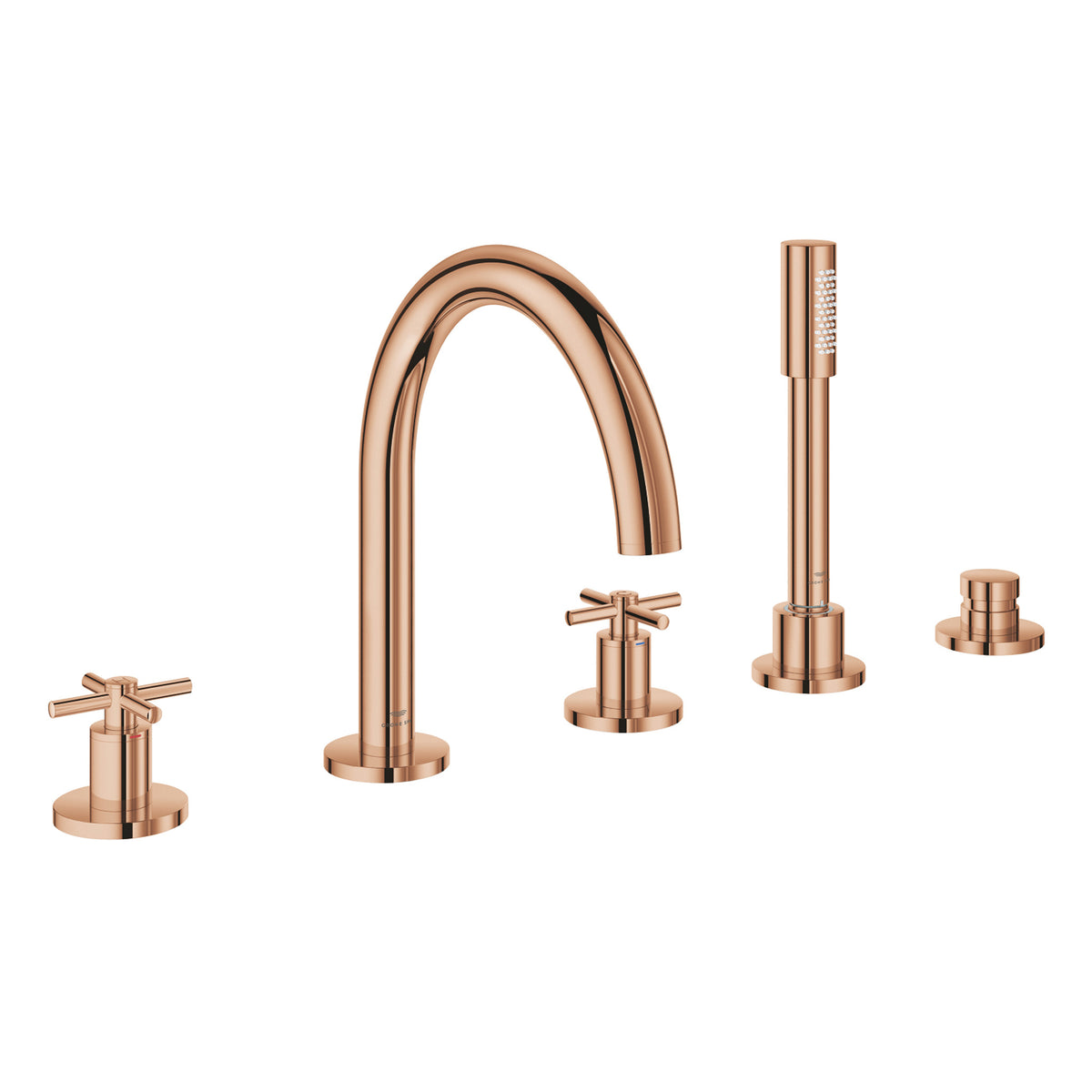 Grohe Atrio 5 Delikli Ankastre Küvet Bataryası (Sıva Üstü Grubu), Bakır - Ürün Görseli