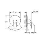 Grohe Eurostyle Ankastre Duş Bataryası (Sıva Üstü Grubu) - Teknik Çizim