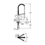 Grohe K7 Endüstriyel Eviye Bataryası - Teknik Çizim