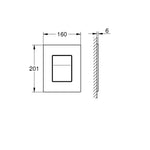 Grohe Arina Kumanda Paneli, Altın, Silk Motion Technology, Dikdörtgen (Pilli) - Teknik Çizim