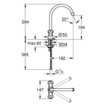 Grohe Costa L Eviye Bataryası - Teknik Çizim