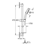 Grohe Tempesta Cube 100 Sürgülü Duş Seti, 3 Akışlı - Teknik Çizim