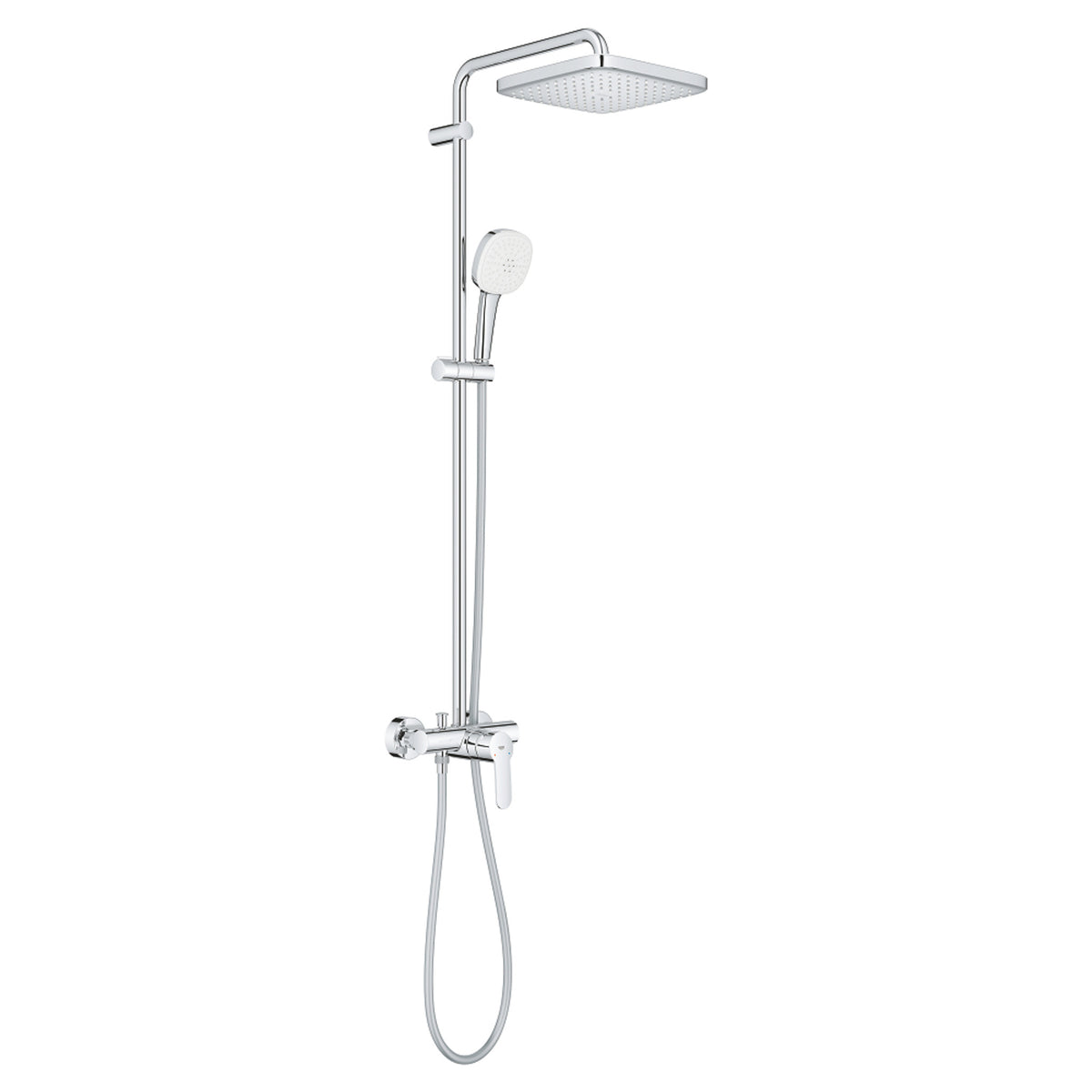 Grohe Tempesta System 250 Cube Kare Tepe Duşlu Duvara Monte Duş Bataryalı Duş Kolonu, Krom-Beyaz - Ürün Görseli