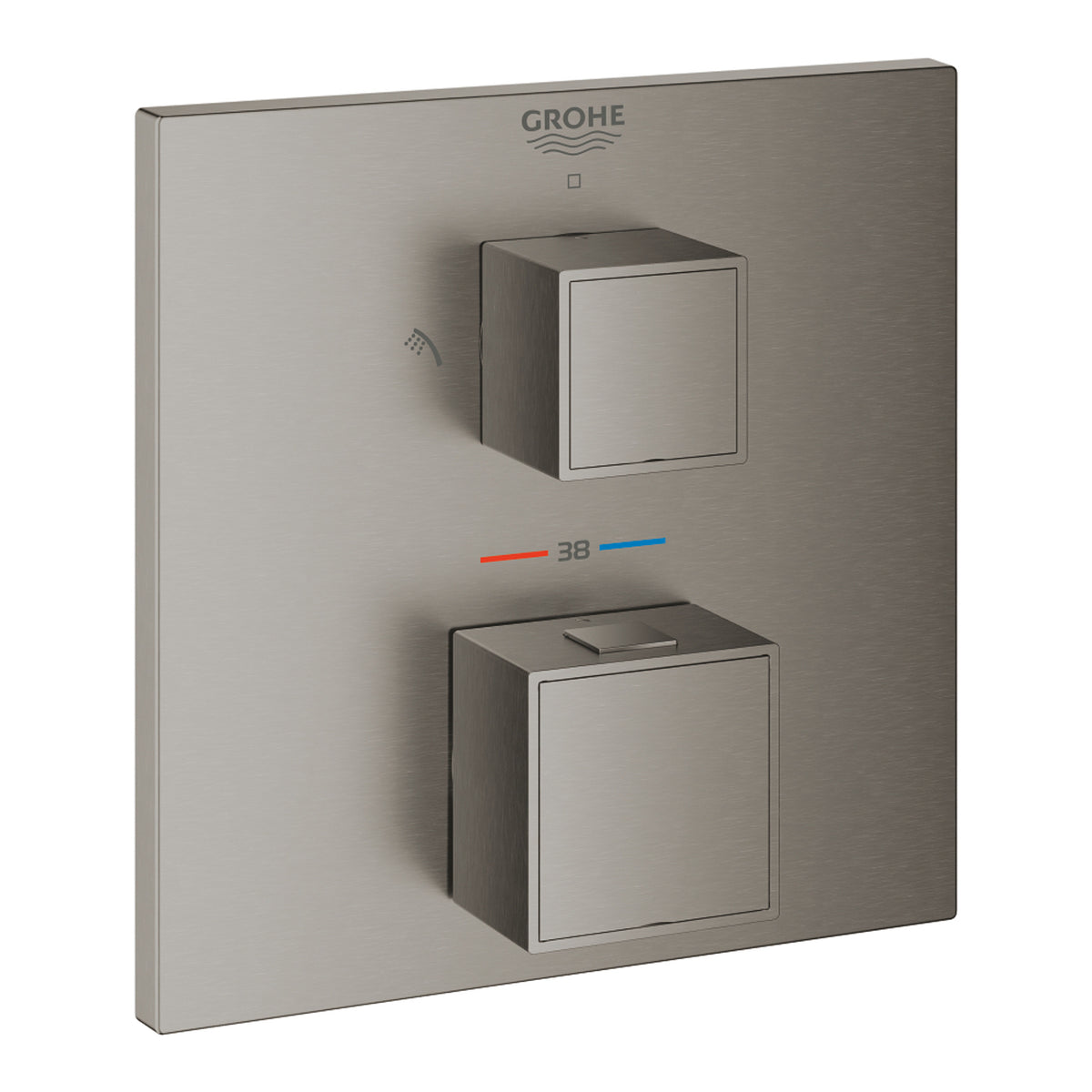 Grohe Grohtherm Cube Ankastre Termostatik Banyo Bataryası (2 Yollu, Sıva Üstü Grubu), Fırçalı Sert Grafit - Ürün Görseli