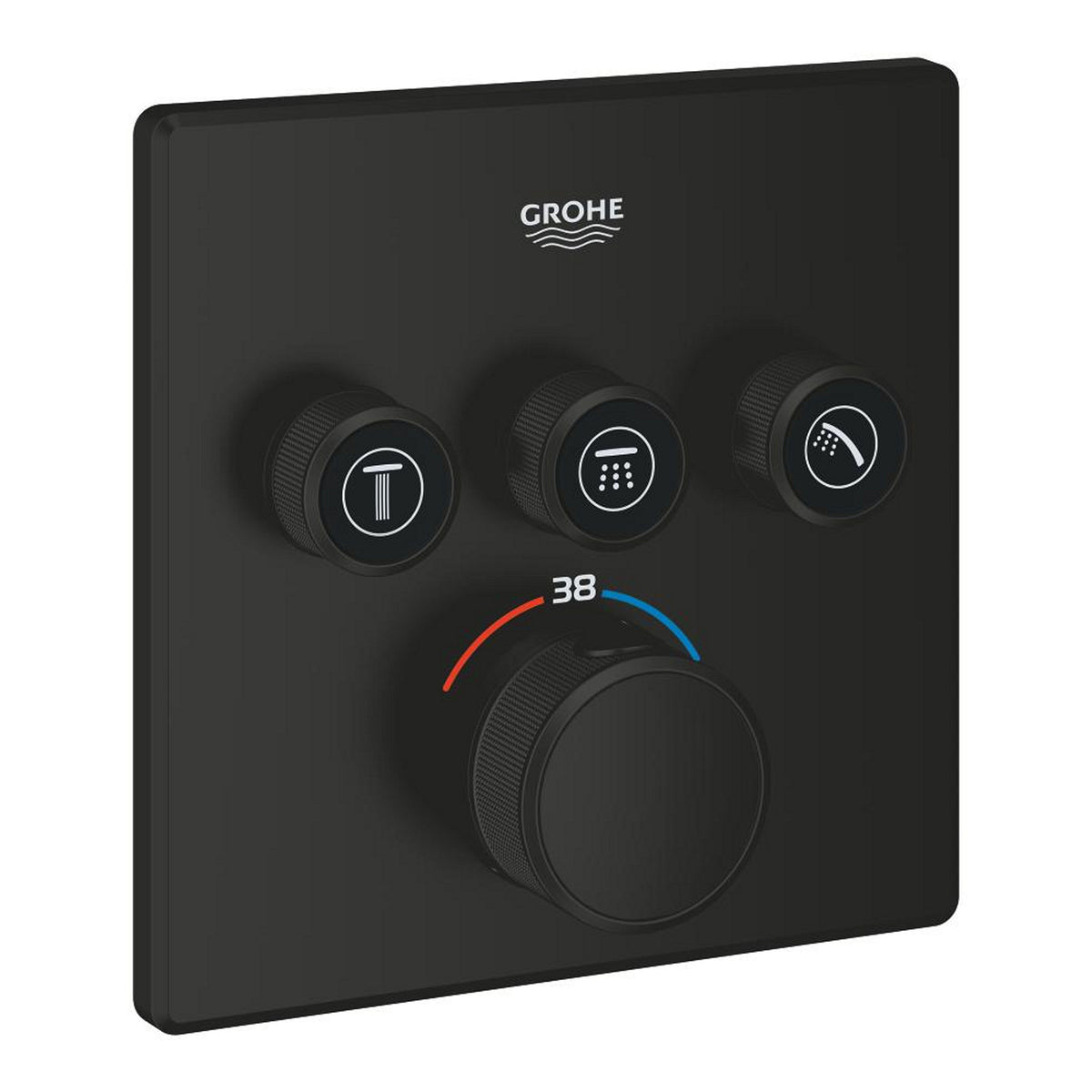 Grohe Grohtherm SmartControl Akış Kontrollü Ankastre Termostatik Banyo Bataryası (3 Yollu, Sıva Üstü Grubu), Mat Siyah - Ürün Görseli