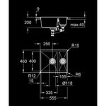 Grohe K500 Kompozit 1,5 Gözlü Eviye, Granit Siyah - Teknik Çizim