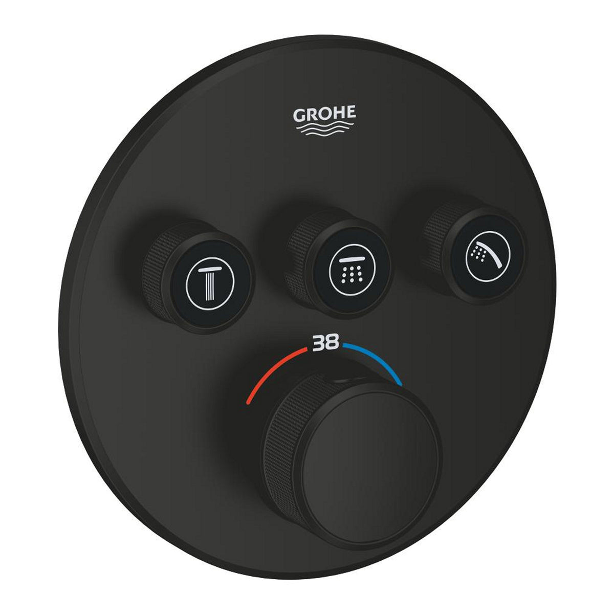 Grohe Grohtherm SmartControl Ankastre Termostatik Banyo/Duş Bataryası (Sıva Üstü Grubu), 3 Yollu, Mat Siyah - Ürün Görseli