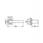 Grohe Allure Tuvalet Kağıtlığı, Kapaksız, Fırçalı Altın - Teknik Çizim