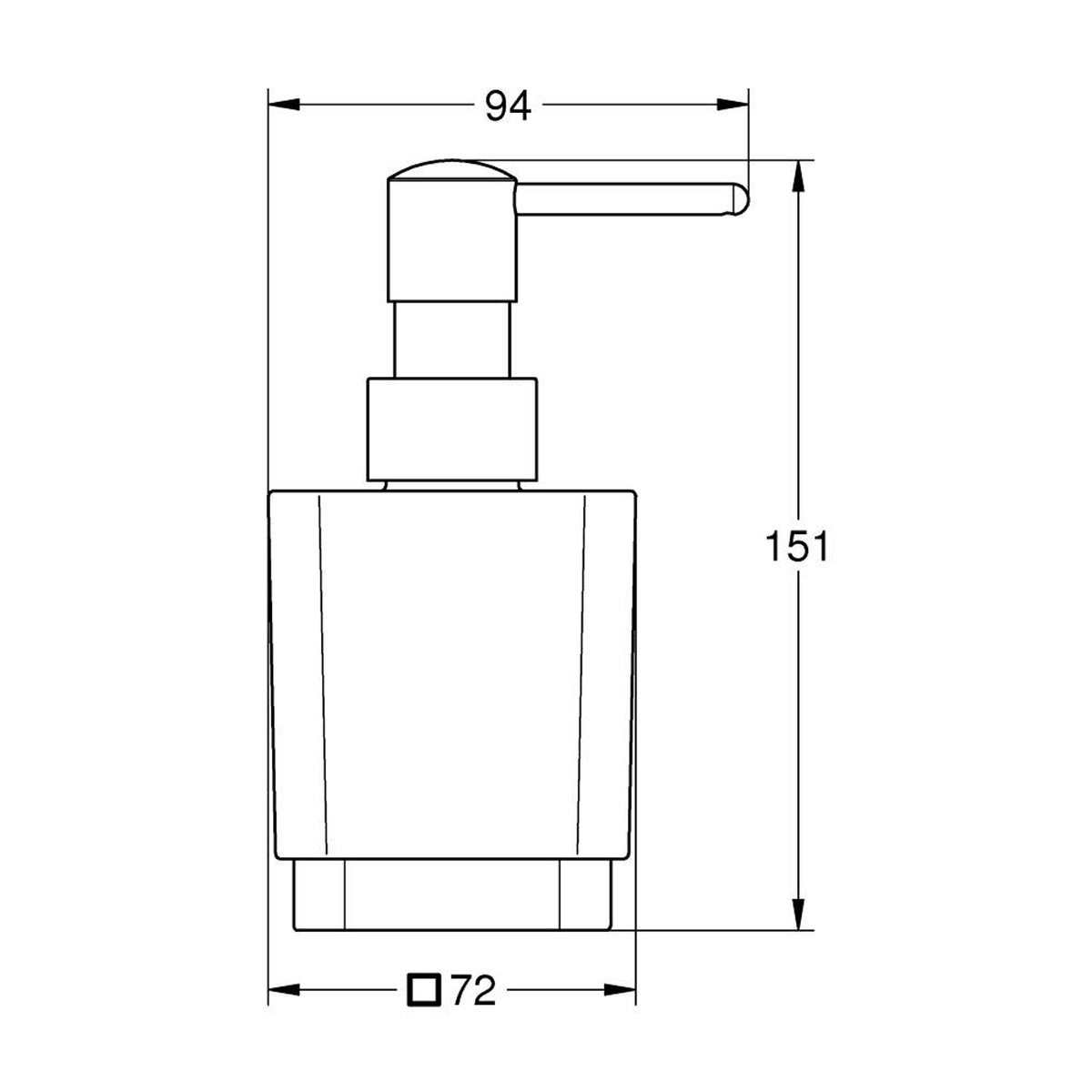Grohe Selection Cube Sıvı Sabunluk, Duvardan, Mat Siyah - Teknik Çizim