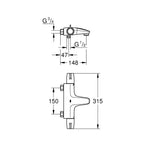 Grohe Grohtherm Special Termostatik Banyo Bataryası - Teknik Çizim