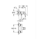 Grohe Cubeo Duş Bataryası - Teknik Çizim