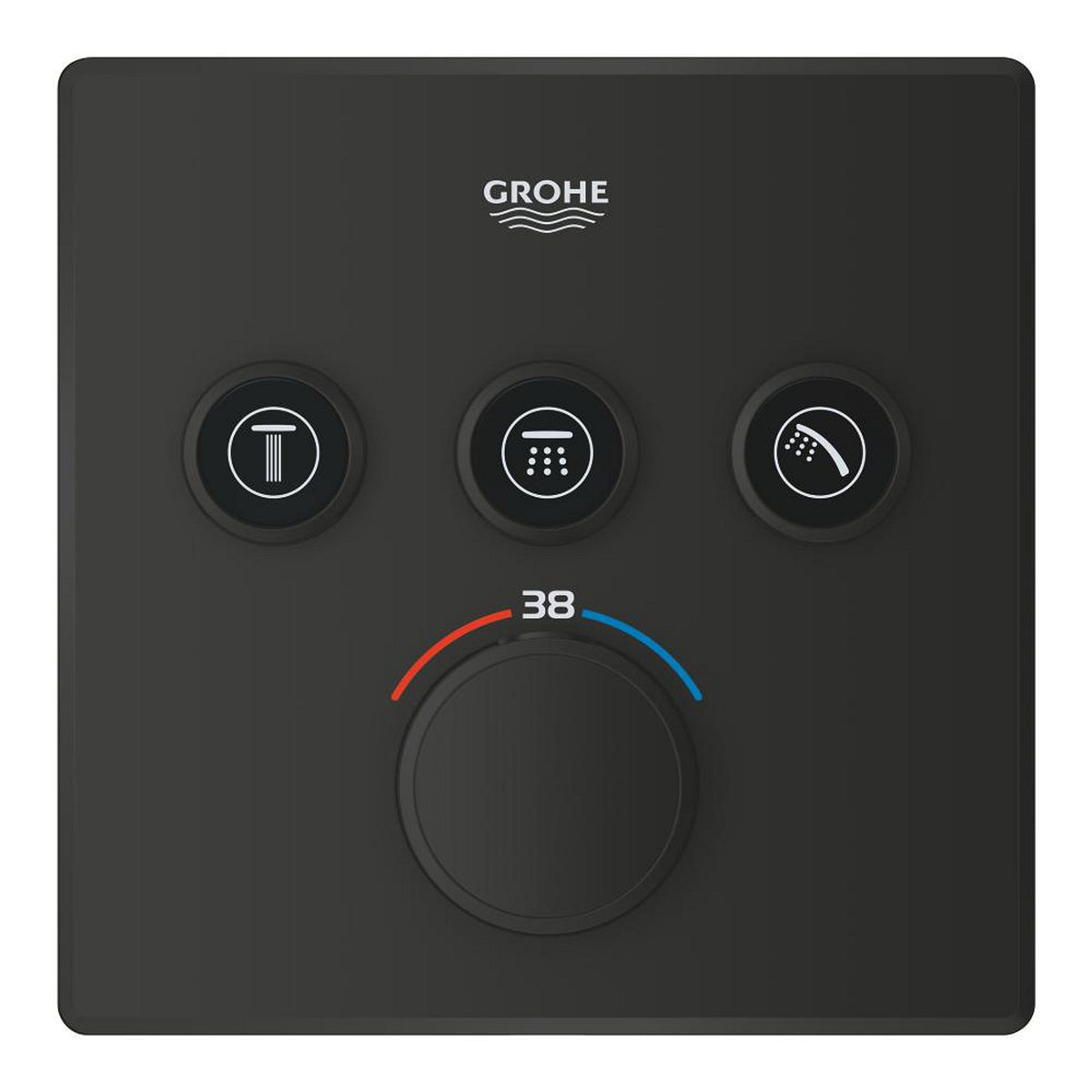 Grohe Grohtherm SmartControl Akış Kontrollü Ankastre Termostatik Banyo Bataryası (3 Yollu, Sıva Üstü Grubu), Mat Siyah - Ürün Görseli