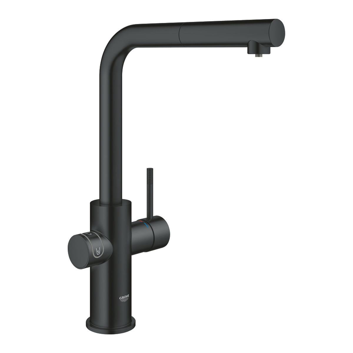 Grohe Blue Home Arıtmalı İçme Suyu ve Soda Yapan Spiralli Eviye Bataryası Seti, Kadife Siyah - Ürün Görseli