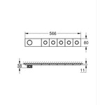 Grohe Grohtherm Aqua Tiles SmartControl Termostatik Ankastre Banyo Bataryası, 5 Çıkışlı, Fırçalı Altın (Sıva Üstü Grubu) - Teknik Çizim