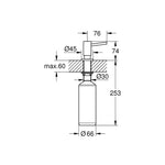Grohe Cosmopolitan Sıvı Sabunluk, Sert Grafit - Teknik Çizim