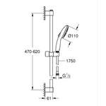 Grohe Tempesta 110 Sürgülü Duş Seti, 3 Akışlı - Teknik Çizim
