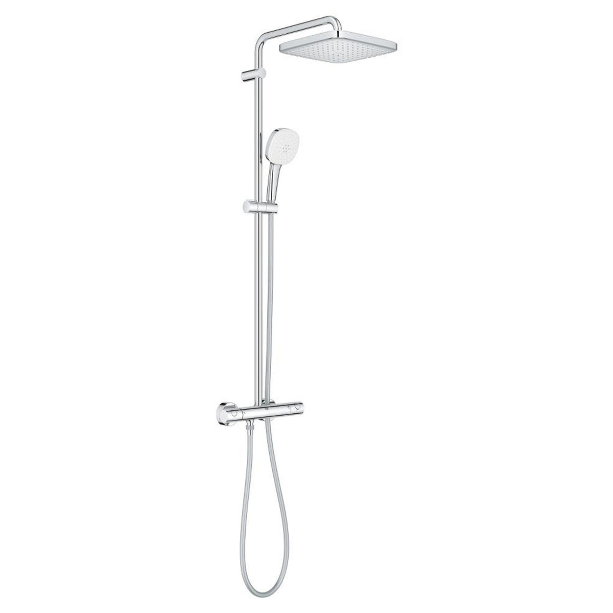 Grohe Tempesta Cosmopolitan System 250 Kare Duvara Monte Termostatik Bataryalı Duş Kolonu, Krom-Beyaz - Ürün Görseli