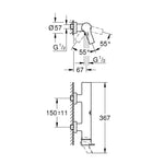 Grohe Allure Duş Bataryası - Teknik Çizim