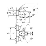 Grohe Eurostyle Banyo Bataryası - Teknik Çizim