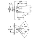 Grohe Grohtherm Special Termostatik Duvardan Lavabo Bataryası - Teknik Çizim