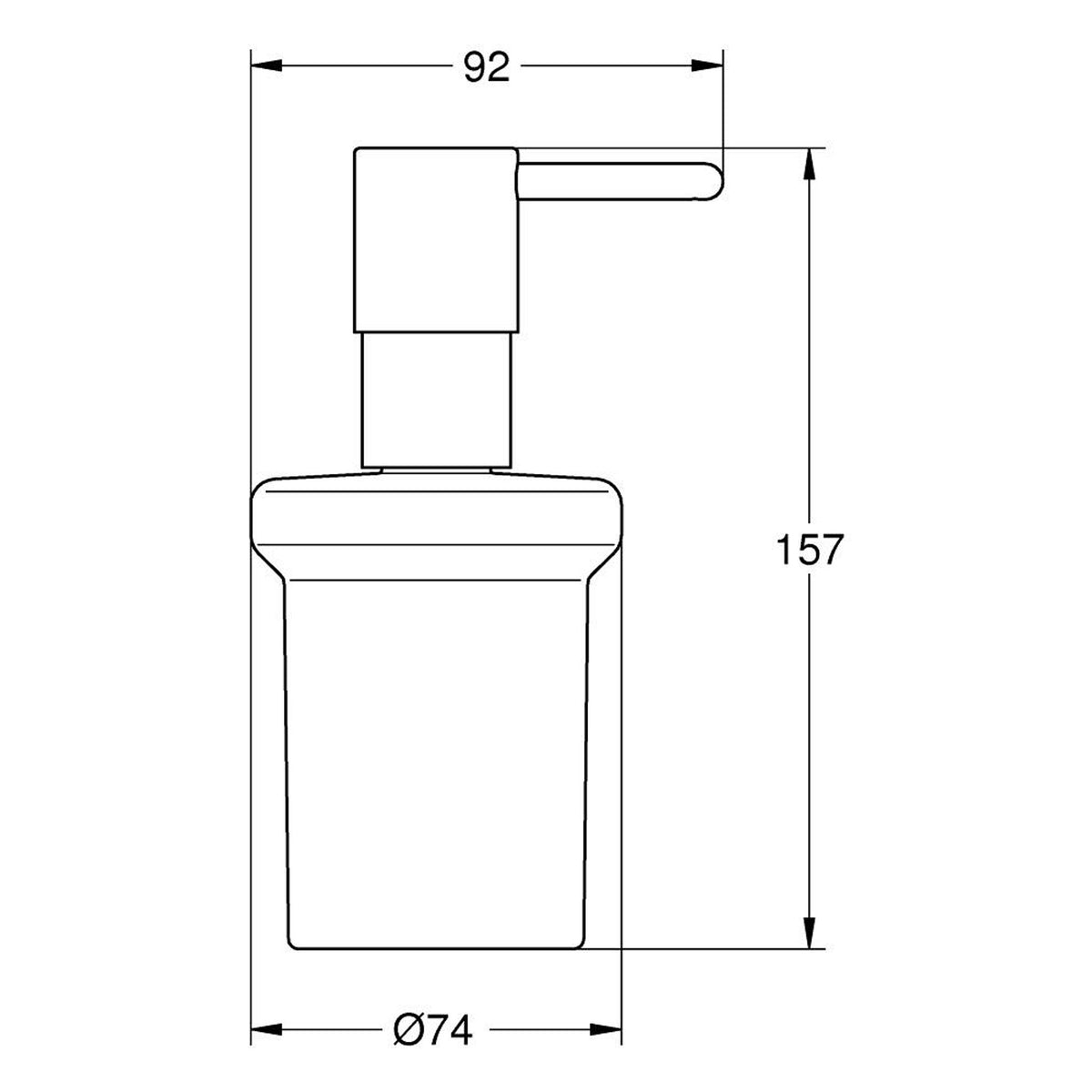 Grohe Essentials Duvara Monte Sıvı Sabunluk (Tutacağı Hariç), Mat Siyah - Teknik Çizim