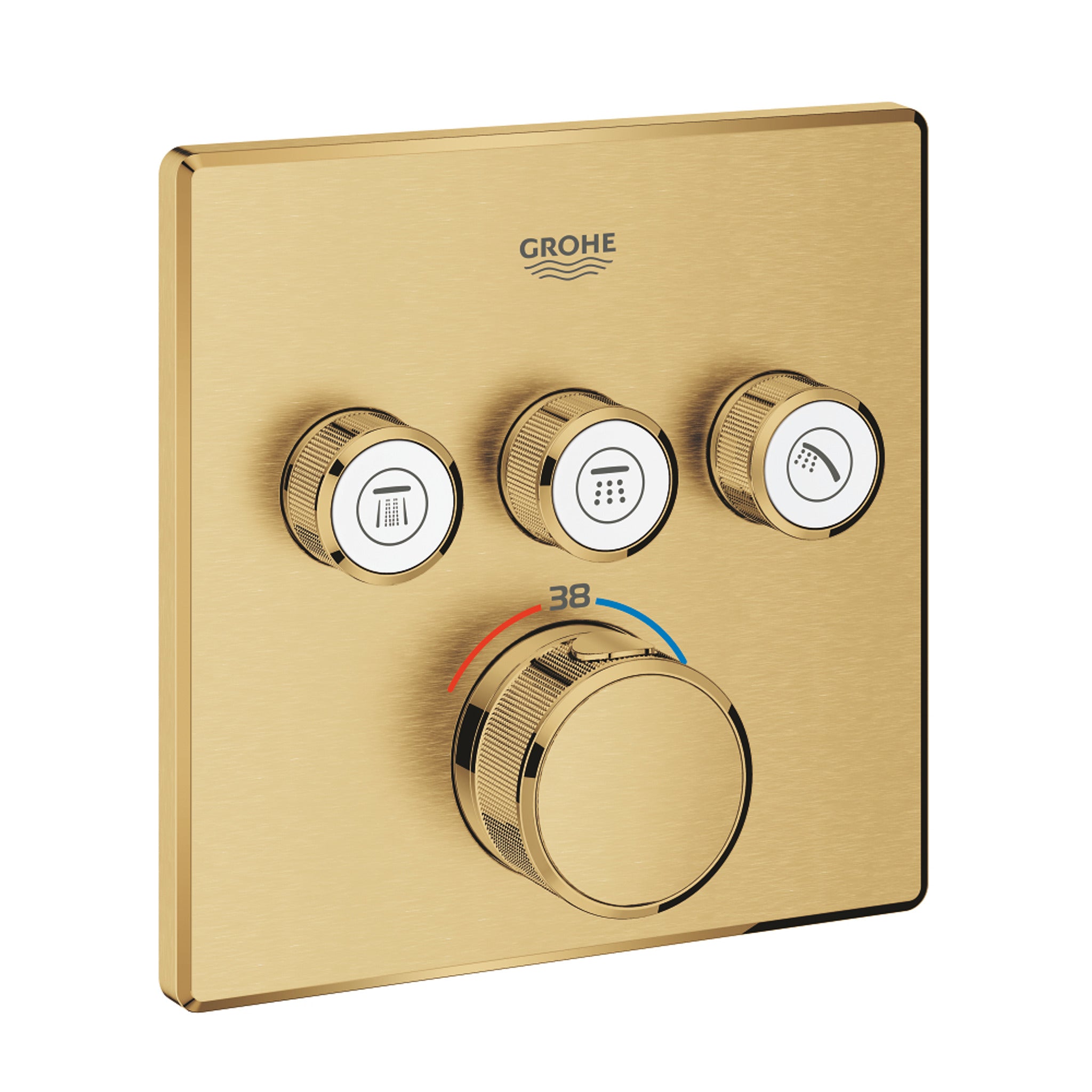 Grohe Grohtherm SmartControl Akış Kontrollü Ankastre Termostatik Banyo Bataryası (3 Yollu, Sıva Üstü Grubu), Fırçalı Altın - Ürün Görseli