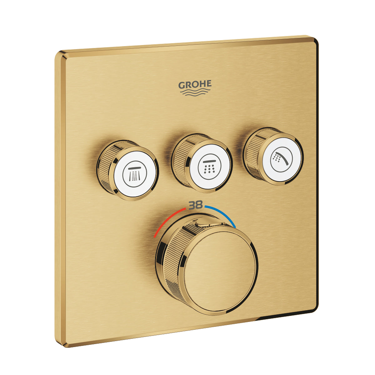 Grohe Grohtherm SmartControl Akış Kontrollü Ankastre Termostatik Banyo Bataryası (3 Yollu, Sıva Üstü Grubu), Fırçalı Altın - Ürün Görseli