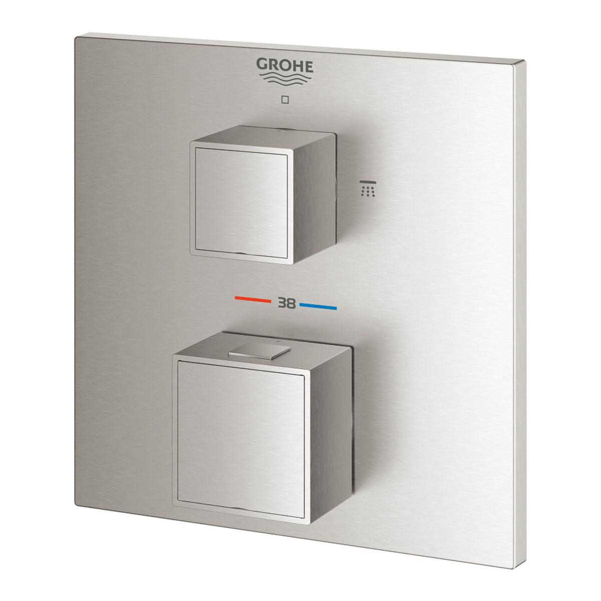 Grohe Grohtherm Cube Ankastre Termostatik Banyo Bataryası (2 Yollu, Sıva Üstü Grubu), Paslanmaz Çelik - Ürün Görseli