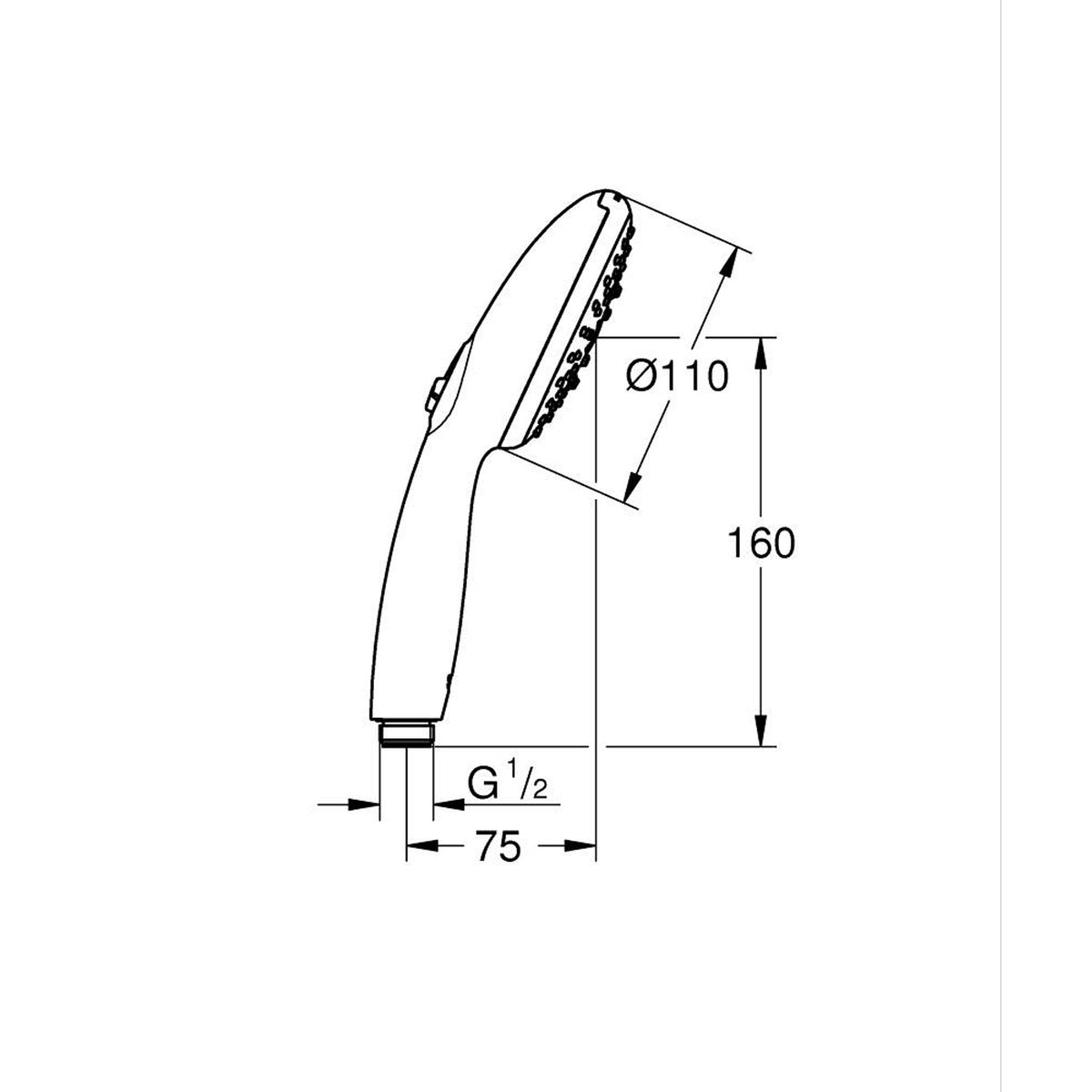Grohe Tempesta 110 El Duşu, 3 Akışlı - Teknik Çizim