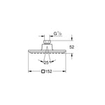 Grohe Euphoria Tepe Duşu, 1 Akışlı, 15x15 cm - Teknik Çizim