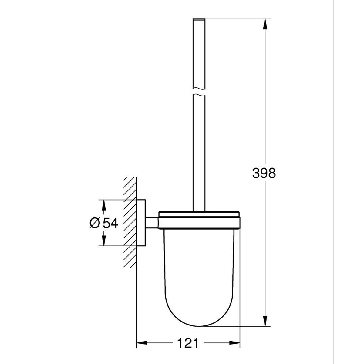 Grohe Essentials Tuvalet Fırçalığı, Bakır - Teknik Çizim