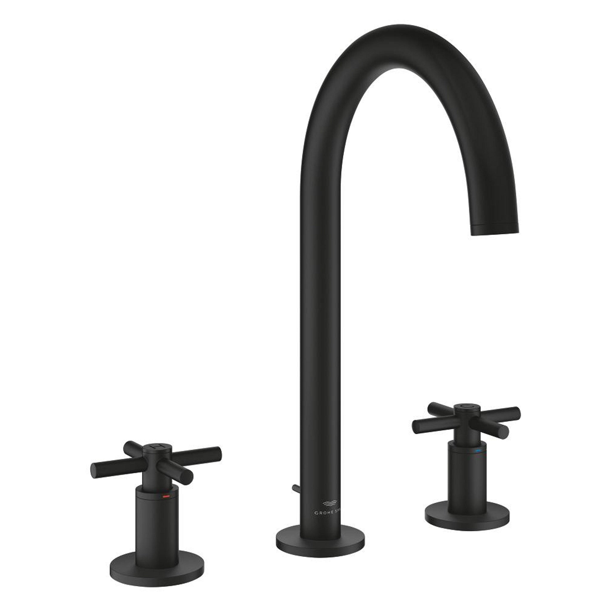 Grohe Atrio 3 Delikli Ankastre Lavabo Bataryası (4 Çubuklu Volan) L-Boy, Hayalet Siyah - Ürün Görseli