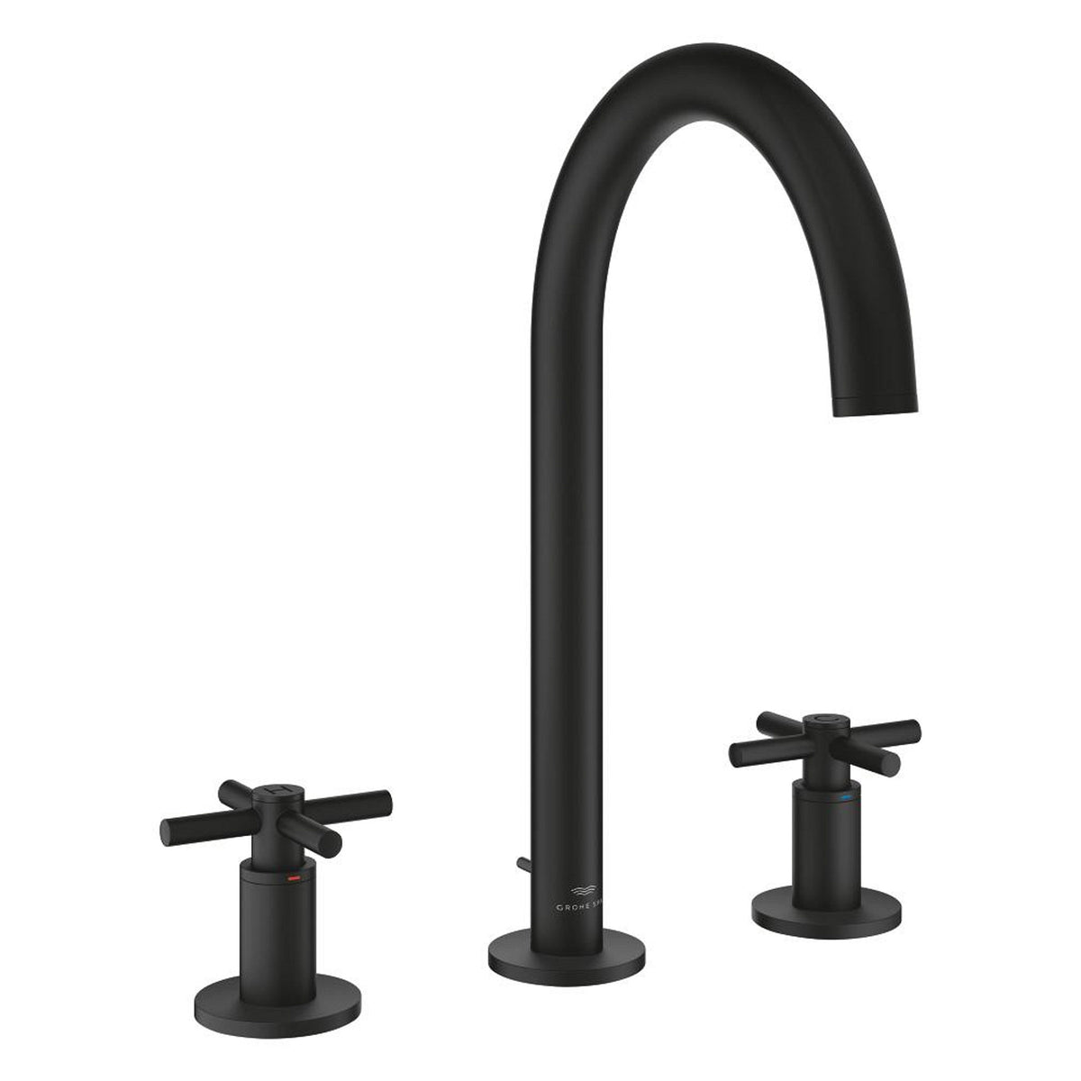 Grohe Atrio 3 Delikli Ankastre Lavabo Bataryası (4 Çubuklu Volan) L-Boy, Hayalet Siyah - Ürün Görseli
