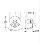 Grohe Lineare Ankastre Duş Bataryası (Sıva Üstü Grubu) - Teknik Çizim