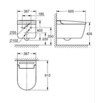 Grohe Sensia Pro Akıllı Klozet Sistemi, Alp Beyazı - Teknik Çizim